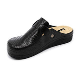 LEON 5001 Leather Clogs for Women - Black