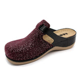 LEON 903 Leather Clogs for Women - Dark Red
