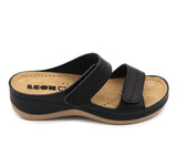 LEON 907 Leather Sandal Clogs for Women - Black