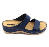 LEON 907 Leather Sandal Clogs for Women - Blue
