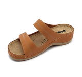LEON 907 Leather Sandal Clogs for Women - Brown