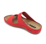 LEON 907 Leather Sandal Clogs for Women - Red