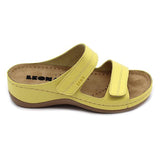 LEON 907 Leather Sandal Clogs for Women - Yellow