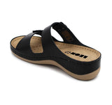 LEON 908 Leather Sandal Clogs for Women - Black