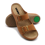 LEON 908 Leather Sandal Clogs for Women - Brown