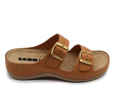 LEON 908 Leather Sandal Clogs for Women - Brown