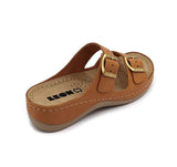 LEON 908 Leather Sandal Clogs for Women - Brown