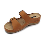 LEON 908 Leather Sandal Clogs for Women - Brown