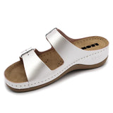 LEON 908 Leather Sandal Clogs for Women - Pearl