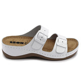 LEON 908 Leather Sandal Clogs for Women - White