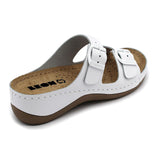 LEON 908 Leather Sandal Clogs for Women - White