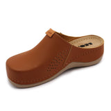 LEON 930 Leather Sandal Clogs for Women - Brown