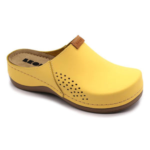 LEON 930 Leather Sandal Clogs for Women - Yellow