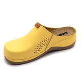 LEON 930 Leather Sandal Clogs for Women - Yellow