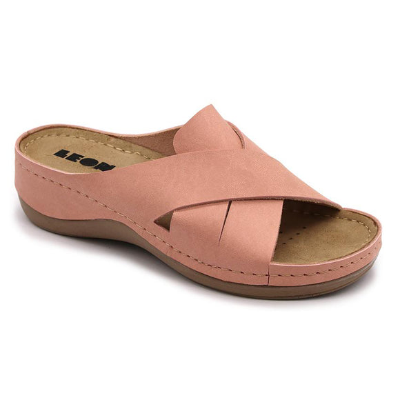 LEON 932 Leather Sandal Clogs for Women - Rose