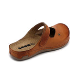 LEON 953 Leather Sandal Clogs for Women - Brown