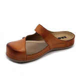 LEON 953 Leather Sandal Clogs for Women - Brown