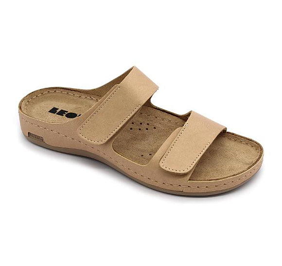 LEON 954 Leather Sandal Clogs for Women - Beige