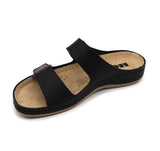 LEON 954 Leather Sandal Clogs for Women - Black
