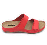 LEON 954 Leather Sandal Clogs for Women - Red