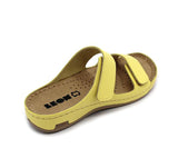 LEON 954 Leather Sandal Clogs for Women - Yellow