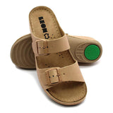 LEON 955 Leather Sandal Clogs for Women - Beige