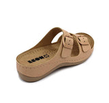 LEON 955 Leather Sandal Clogs for Women - Beige