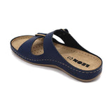 LEON 955 Leather Sandal Clogs for Women - Blue
