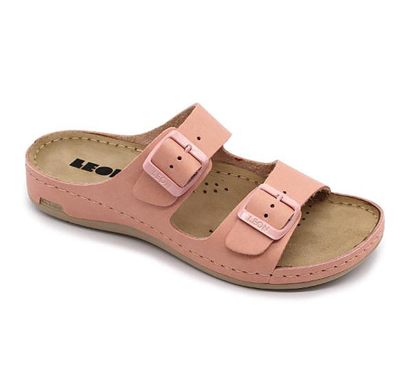 LEON 955 Leather Sandal Clogs for Women - Rose