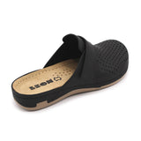 LEON 970 Leather Sandal Clogs for Women - Black