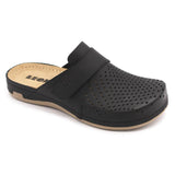 LEON 970 Leather Sandal Clogs for Women - Black