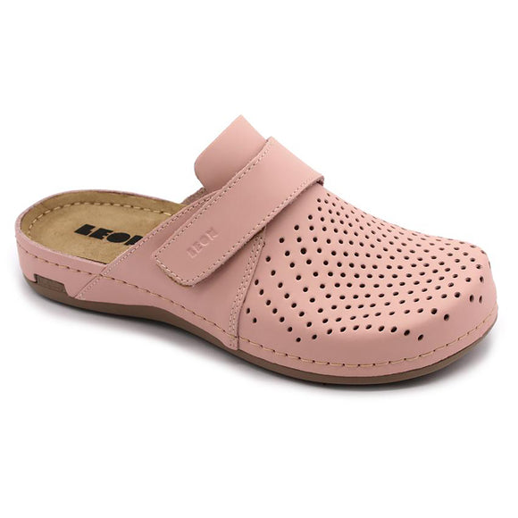 LEON 970 Leather Sandal Clogs for Women - Rose