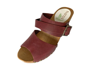 Solema MIA Nubuck Leather Clogs for Women  - Maroon