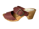 Solema MIA Nubuck Leather Clogs for Women  - Maroon