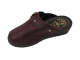 Dr Punto Rosso O505 Leather Sandal Clogs for Women -Dark Red