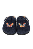 TERLIK SABO ST-1071 Felt Clogs for Women - Navy Blue-Butterfly