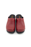 TERLIK SABO ST-176 Leather Clogs for Women - Red-Black