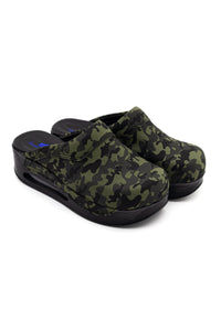 TERLIK SABO ST-201 Leather Clogs for Women - Green Camouflage