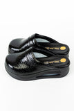 TERLIK SABO ST-845 Leather Clogs for Women - Black Textured