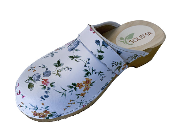 Solema TRIS Leather Clogs for Women  - Little Flowers