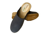 Solema TRIS Nubuck Leather Clogs for Women  - Navy Blue
