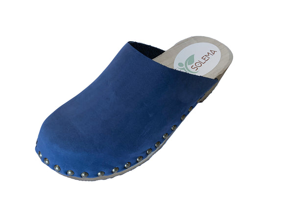 Solema TRIS Nubuck Leather Clogs for Women  - Navy Blue