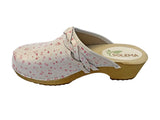 Solema TRIS Leather Clogs for Women  - Pink Flowers