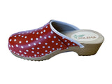 Solema TRIS Leather Clogs for Women  - Red Dots