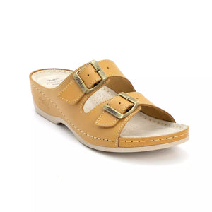 BATZ FC02 Leather Sandal Clogs for Women - Camel