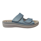 LEDI Anatomic 011 Leather Slip-on Womens Ladies Comfort Sandals Mule Clogs Slides Slippers Shoes, Light Blue