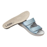 LEDI Anatomic 011 Leather Slip-on Womens Ladies Comfort Sandals Mule Clogs Slides Slippers Shoes, Light Blue