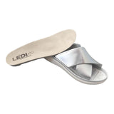 LEDI Anatomic 012 Leather Slip-on Womens Ladies Comfort Sandals Mule Clogs Slides Slippers Shoes, Silver