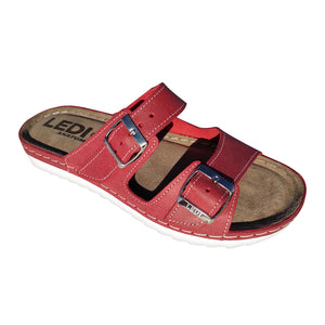 LEDI 202-OR61 Leather Clogs for Women - Red