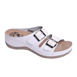 LEDI 404-18 Leather Clogs for Women - White